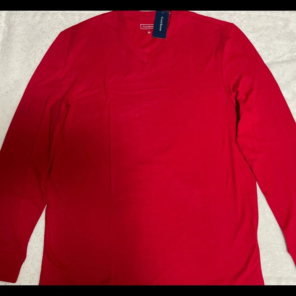 Club Room Men’s V-Neck Long Sleeve T-Shirt Created For Macy’s Fire Size L - Picture 2 of 9